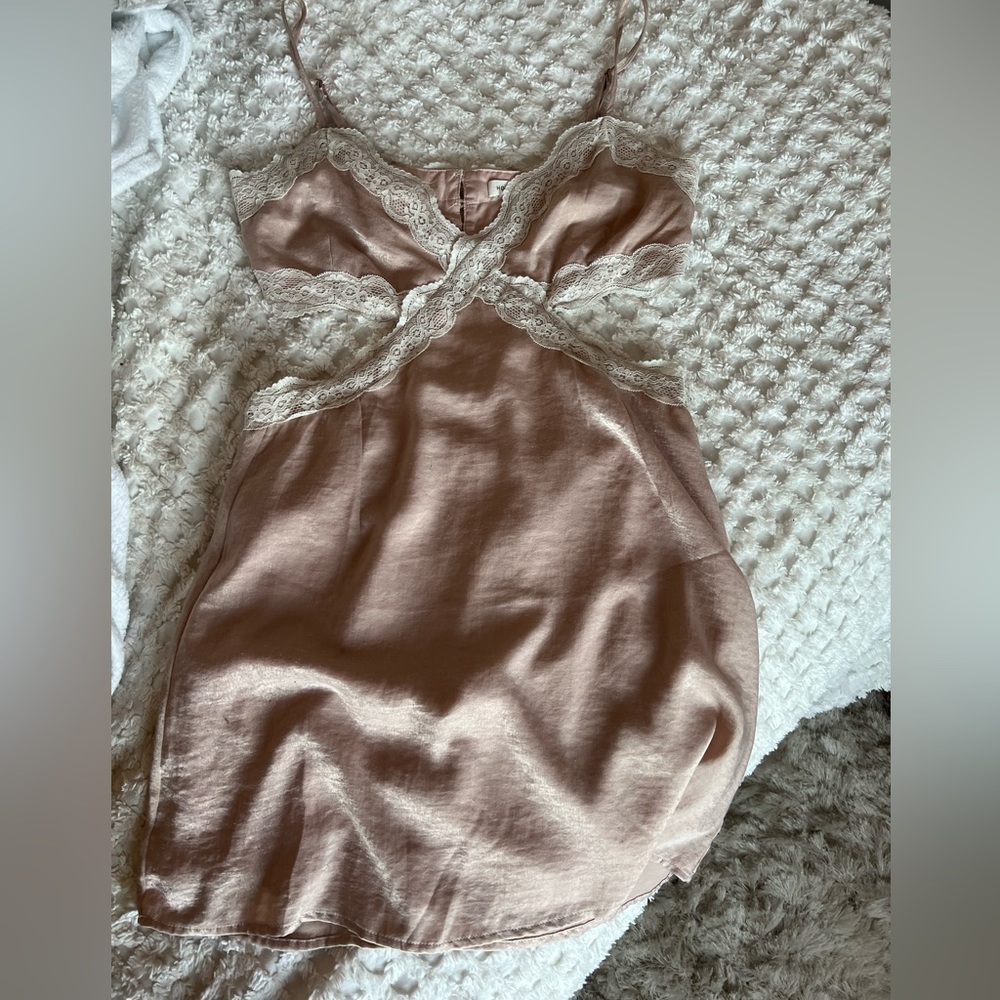 pink lace cut-out mini dress